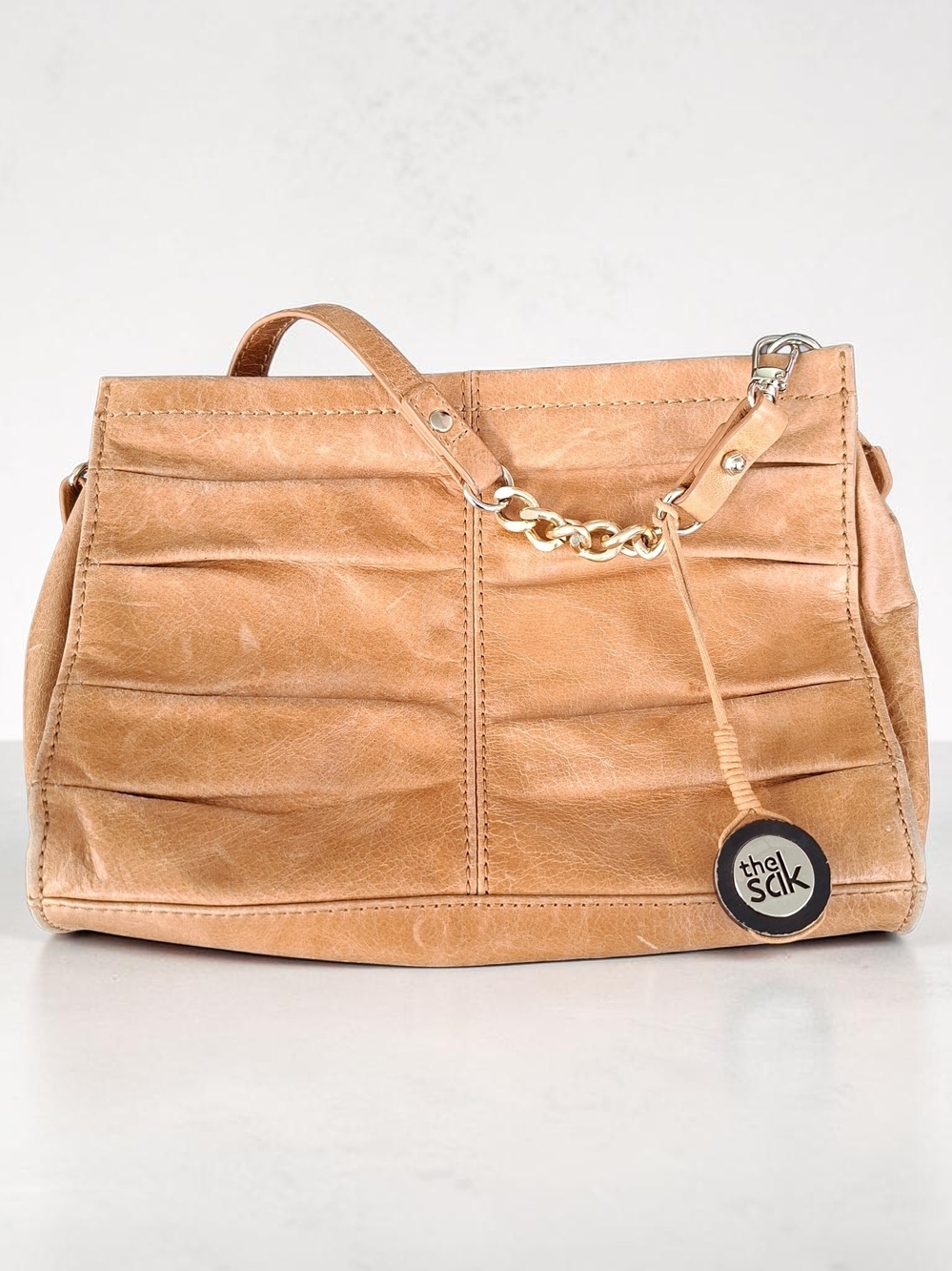 Vintage The Sak Tan Leather Shoulder Bag Crossbody Bag
